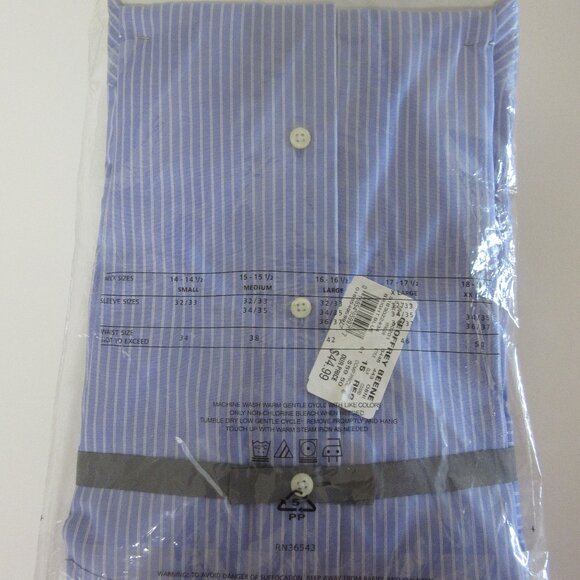 GEOFFREY BEENE Men's Blue Stripe Long Sleeve No Iron Size 15 32/33 Shirt - Picture 2 of 3